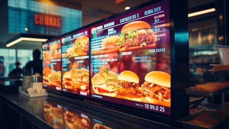Digital screens as real-time pricing engines — QSR menu boards to grocery ESLs
