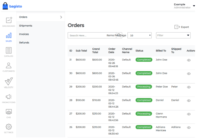 Figure 3: example of how to manage inventory in a hyperlocal marketplace (Bagisto)
