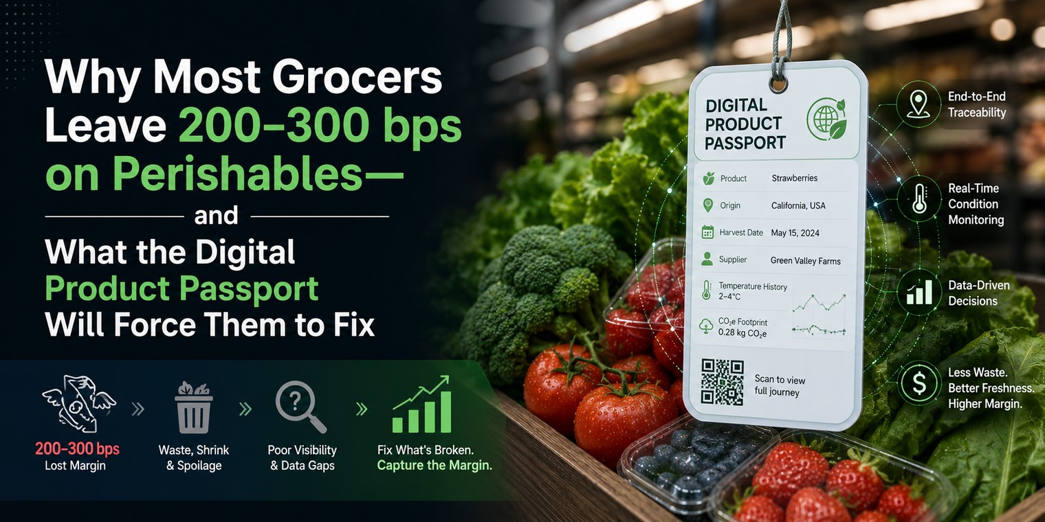 Why most grocers leave 200-300 bps on perishables — and what the Digital Product Passport will force them to fix